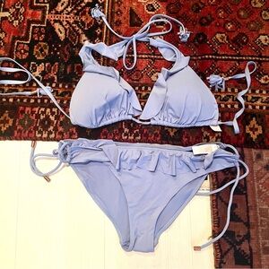 Ruffle baby blue bikini